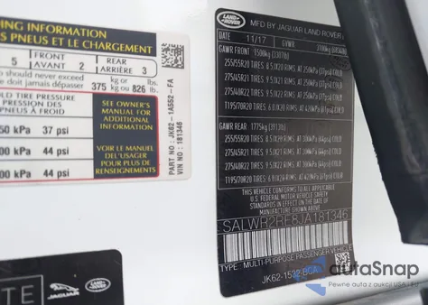 2018 Land Rover Range Rover Sport Supercharged/Supercharged Dynamic z USA, uszkodzony, nr VIN SALWR2RE8JA181346